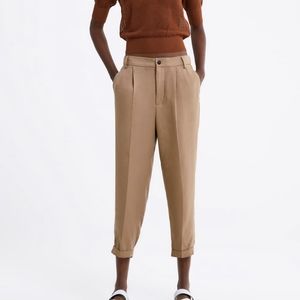 ZARA TROUSERS WITH TURN-UP HEM TENCEL LYOCELL